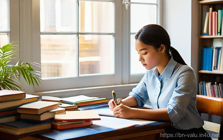 감정평가사 합격을 위한 필수 자료 - **Prompt 1: The Aspiring Valuator's Study Space**
    "A young adult, male or female, sits at a well...