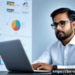 감정평가사의 인공지능 활용 사례 - A modern office scene showing a Bangladeshi real estate appraiser using AI-powered software on a sle...