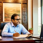 감정평가사의 업무를 위한 소프트 스킬 - A professional Bengali real estate appraiser attentively listening to a client in a modern office se...