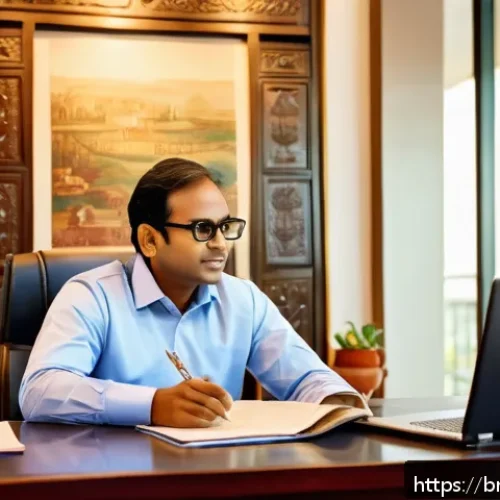 감정평가사의 업무를 위한 소프트 스킬 - A professional Bengali real estate appraiser attentively listening to a client in a modern office se...